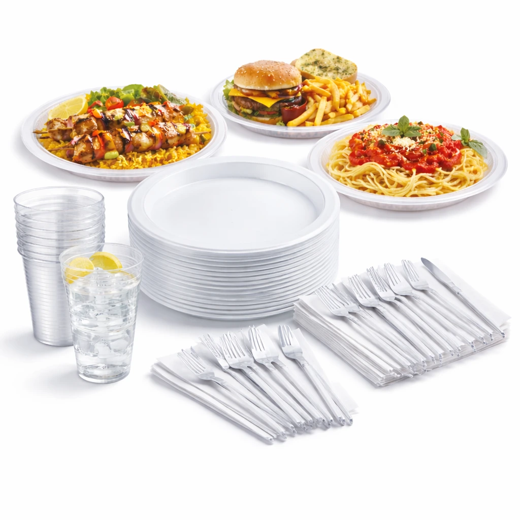 Plastic Plates, Glasses & Spoons