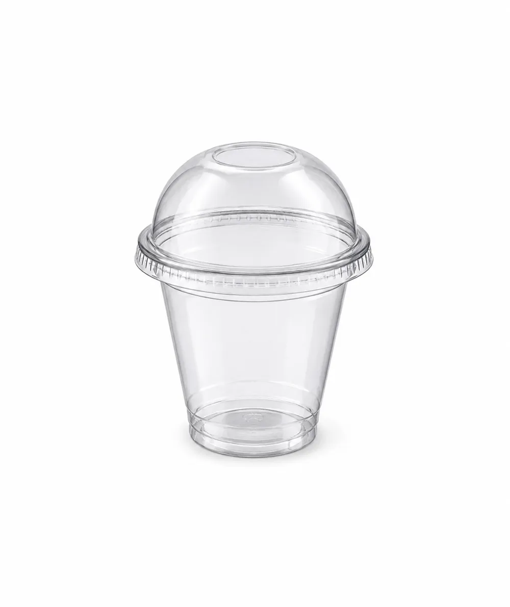 Ultra Clear Smoothie Glass with Clear Dome Lids