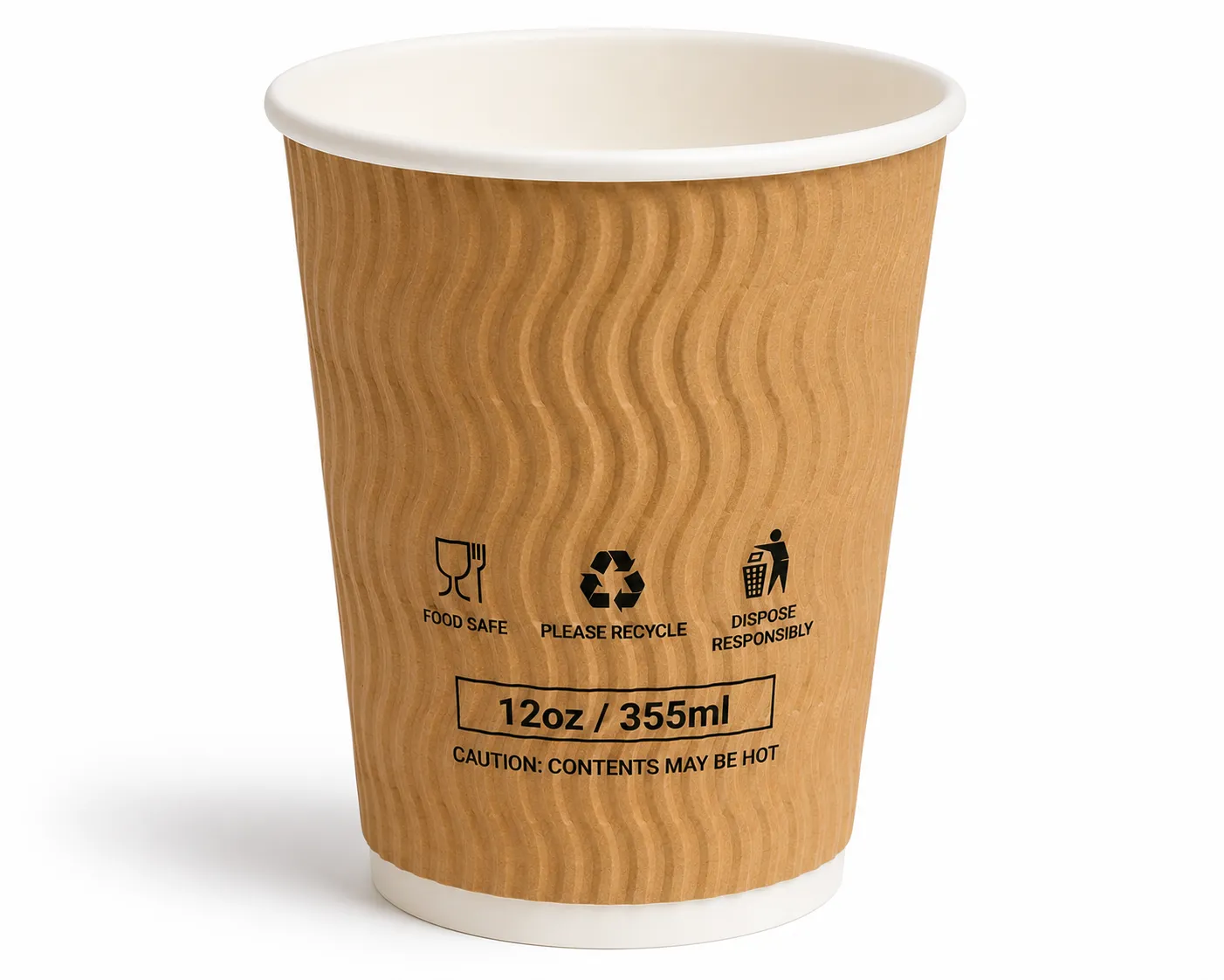 20x25 12oz Kraft Triple Wall Ripple Cups