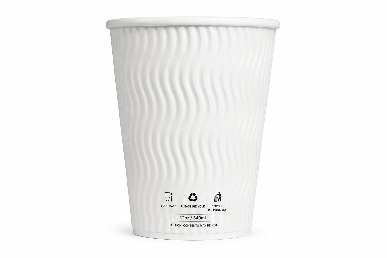 8x50+50 12oz White Ripple Cups Lids COMBO