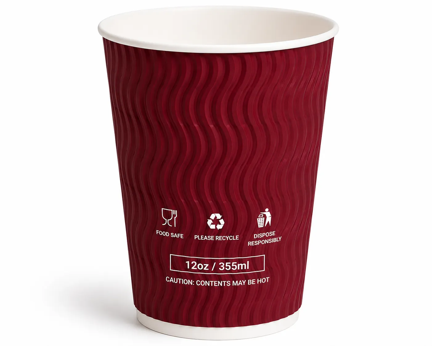 8x50+50 12oz Burgundy Ripple Cups Lids COMBO